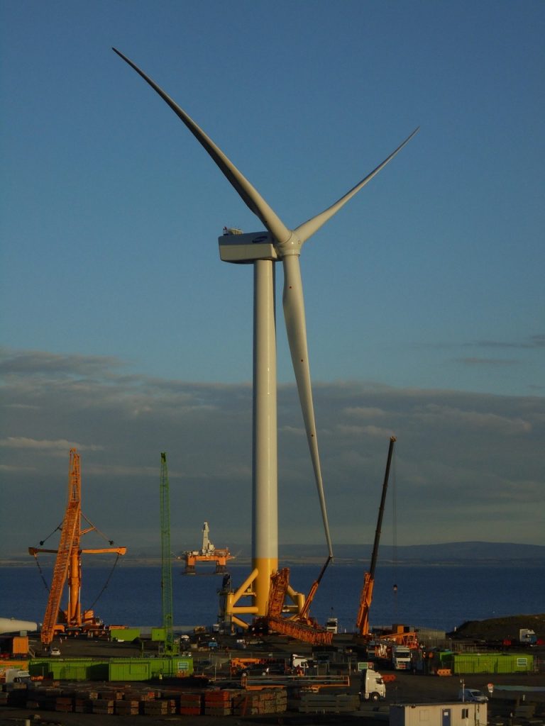 wind turbine, offshore, industrial, yard, industry, renewable, blue industry